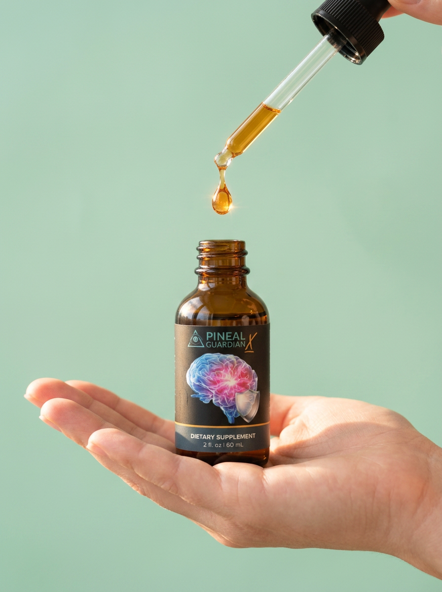 Amber dropper bottle held gently
