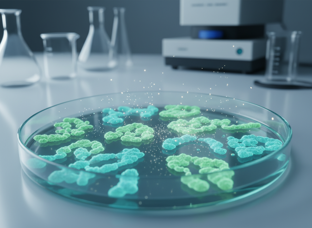 Editorial laboratory-style microbiome image