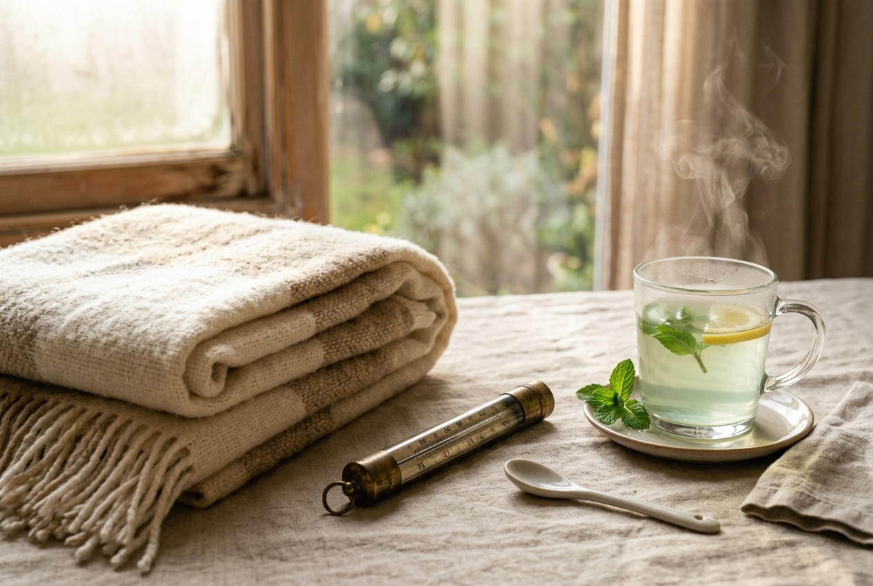 Warm rest and hydration during respiratory illness